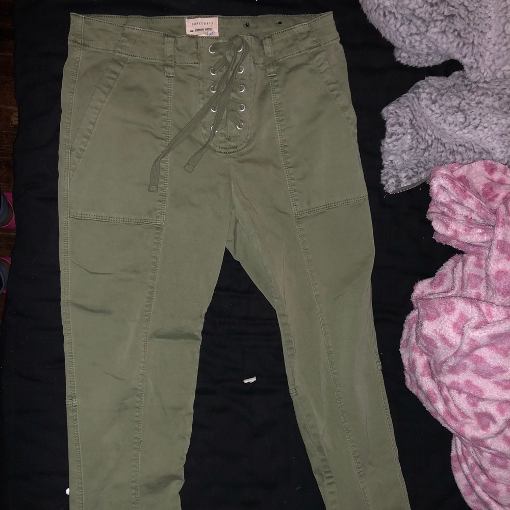 Green Tie Up Jeans